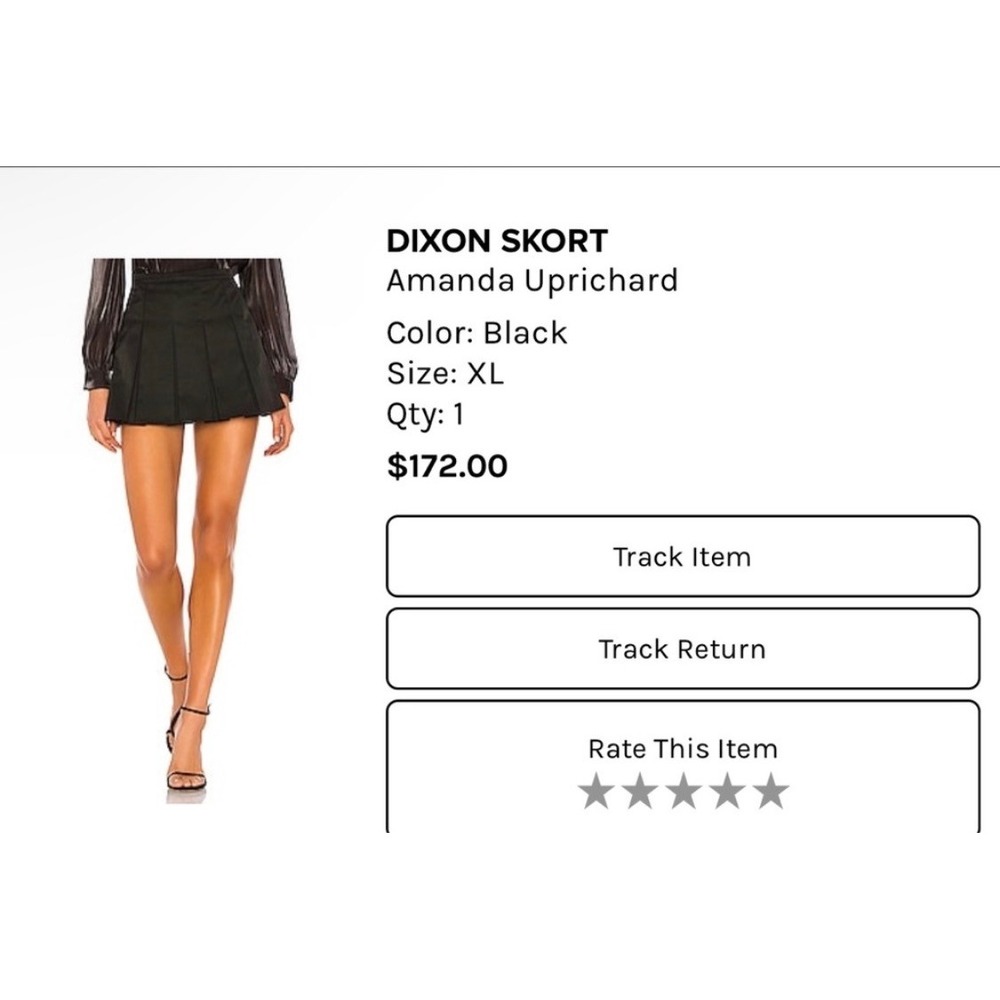 Amanda Uprichard Skort Womens Dixon XS Black Pleated Mini Skirt NWT High Rise - Picture 2 of 6